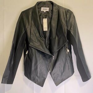 BB Dakota Black Faux Leather Moto Jacket Asymmetrical Design NWT never worn.